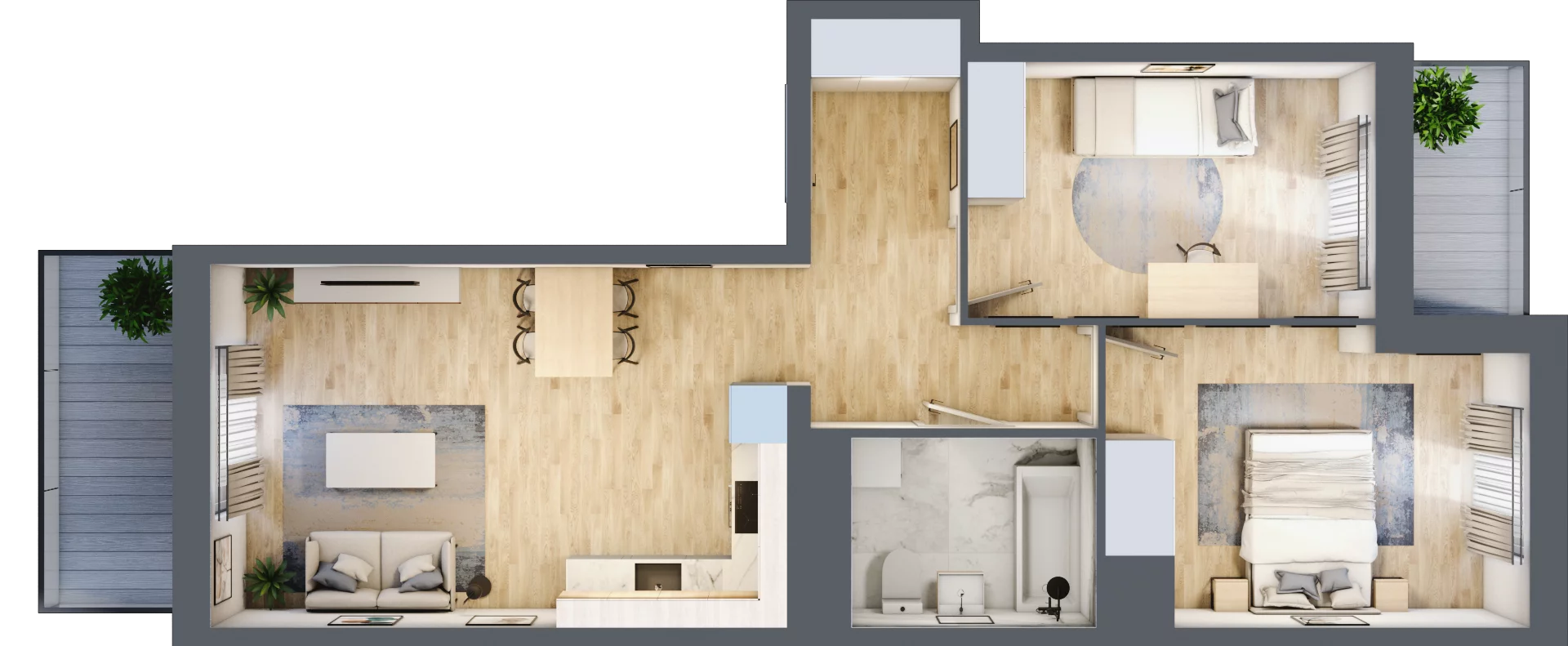 3 pokoje, mieszkanie 59,55 m², piętro 2, oferta nr B12-K2-2-4, Żerniki Na Novo III, Wrocław, Żerniki, ul. Maxa Berga