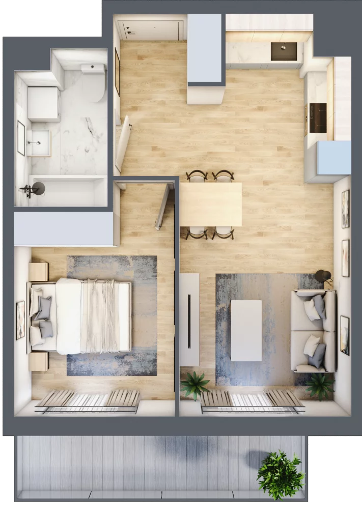 2 pokoje, mieszkanie 39,79 m², piętro 4, oferta nr B12-K1-4-2, Żerniki Na Novo III, Wrocław, Żerniki, ul. Maxa Berga