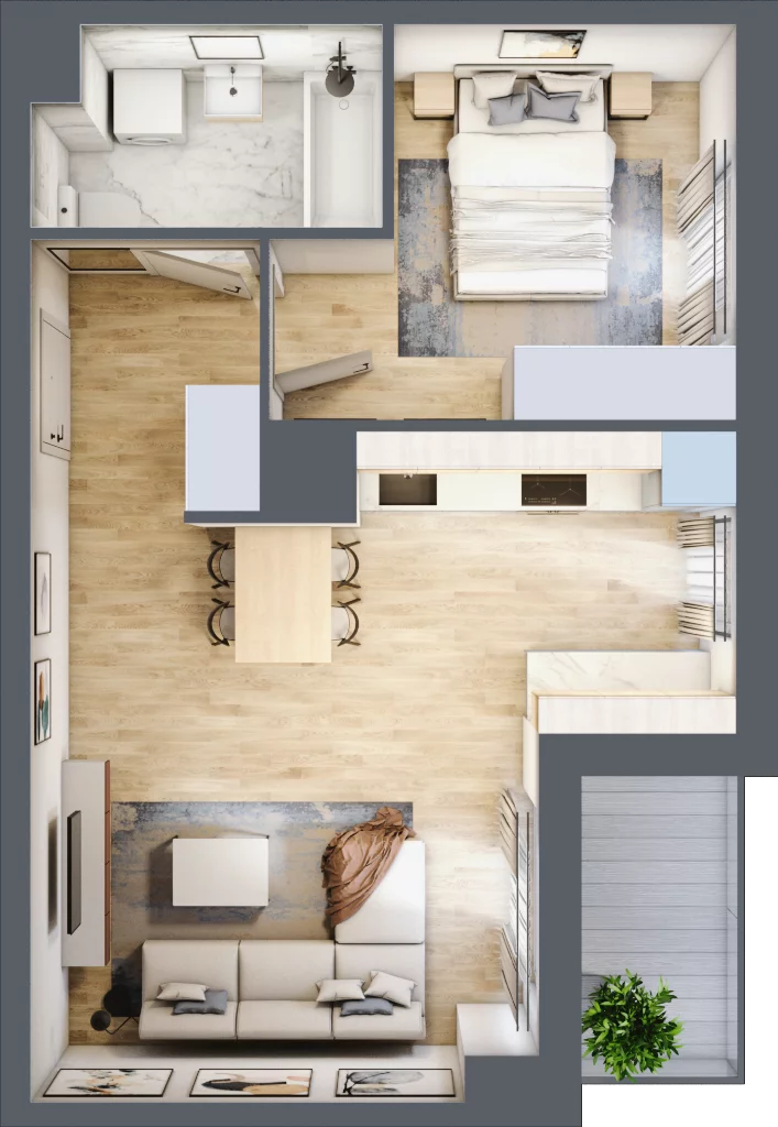 2 pokoje, mieszkanie 42,78 m², piętro 3, oferta nr B12-K2-3-3, Żerniki Na Novo III, Wrocław, Żerniki, ul. Maxa Berga