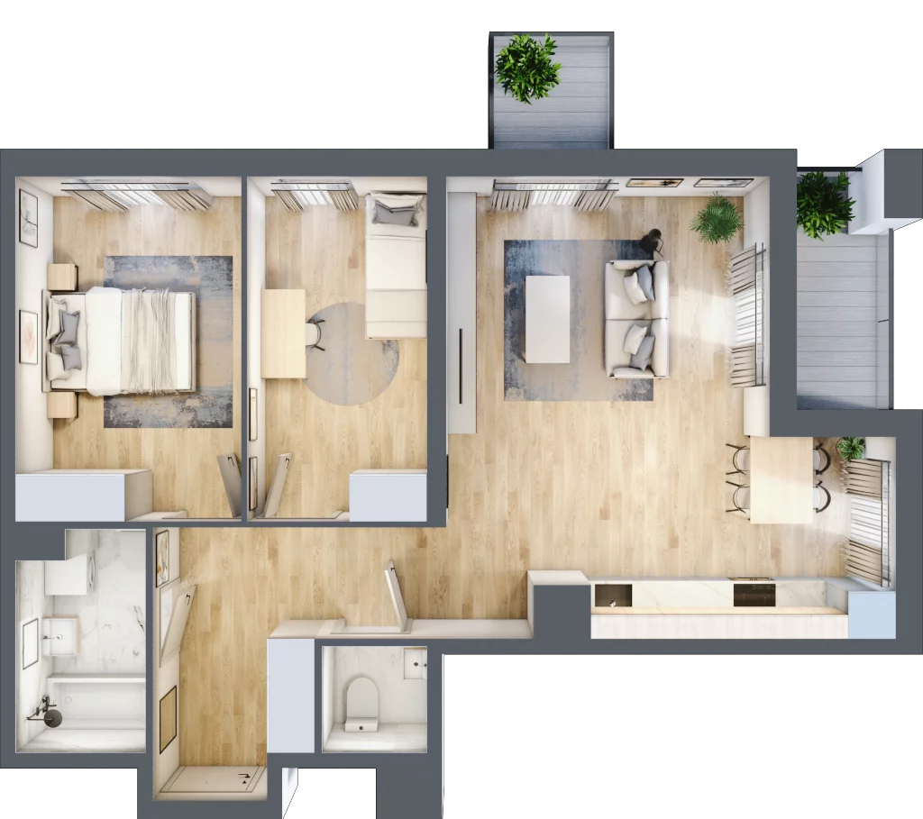 3 pokoje, mieszkanie 65,71 m², piętro 4, oferta nr B12-K2-4-2, Żerniki Na Novo III, Wrocław, Żerniki, ul. Maxa Berga
