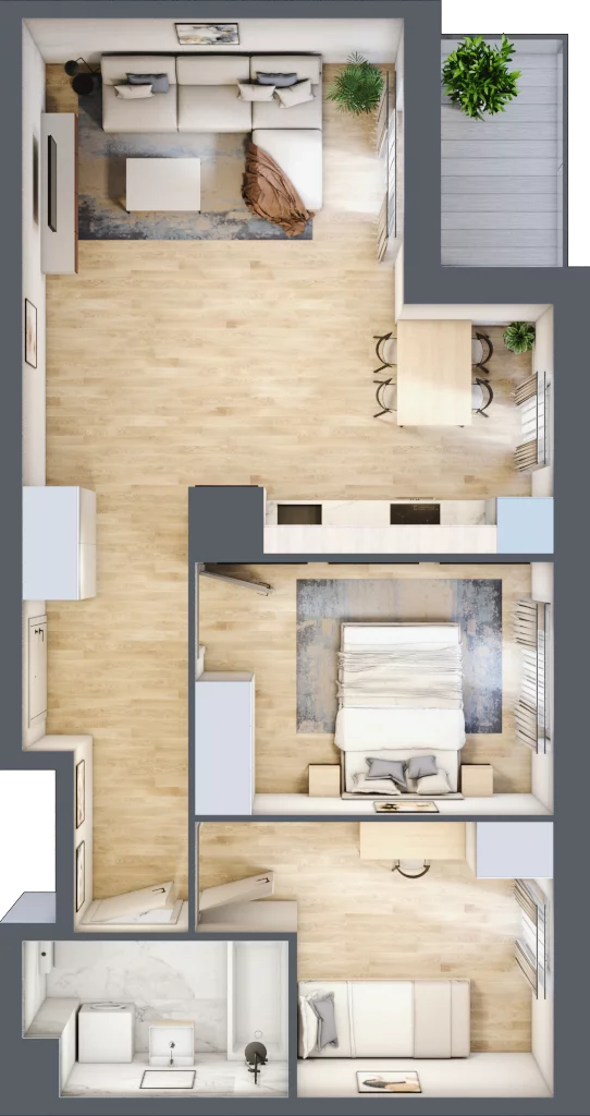 3 pokoje, mieszkanie 56,51 m², piętro 2, oferta nr B12-K3-2-2, Żerniki Na Novo III, Wrocław, Żerniki, ul. Maxa Berga