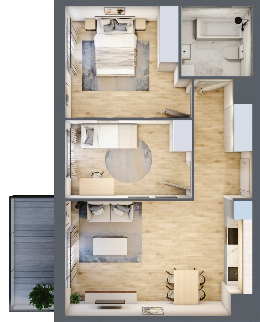3 pokoje, mieszkanie 57,21 m², piętro 3, oferta nr B12-K3-3-4, Żerniki Na Novo III, Wrocław, Żerniki, ul. Maxa Berga