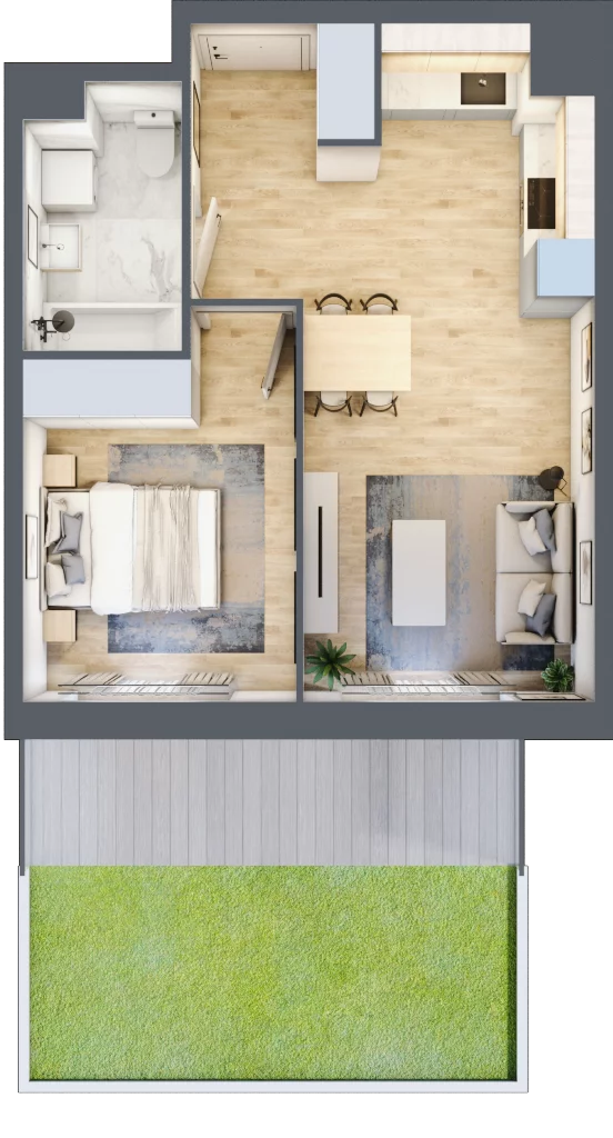 2 pokoje, mieszkanie 39,40 m², parter, oferta nr B12-K1-0-2, Żerniki Na Novo III, Wrocław, Żerniki, ul. Maxa Berga
