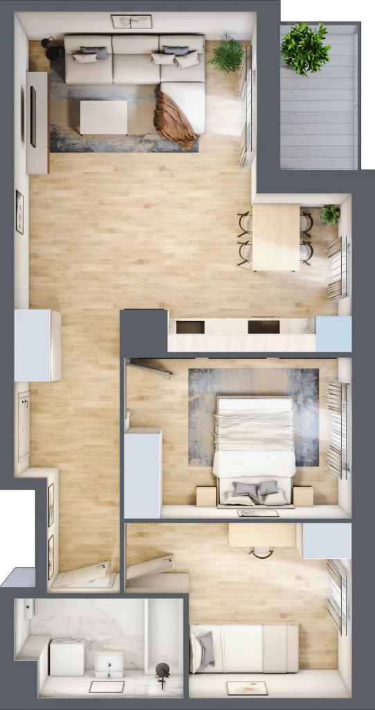 3 pokoje, mieszkanie 56,50 m², piętro 1, oferta nr B12-K3-1-2, Żerniki Na Novo III, Wrocław, Żerniki, ul. Maxa Berga