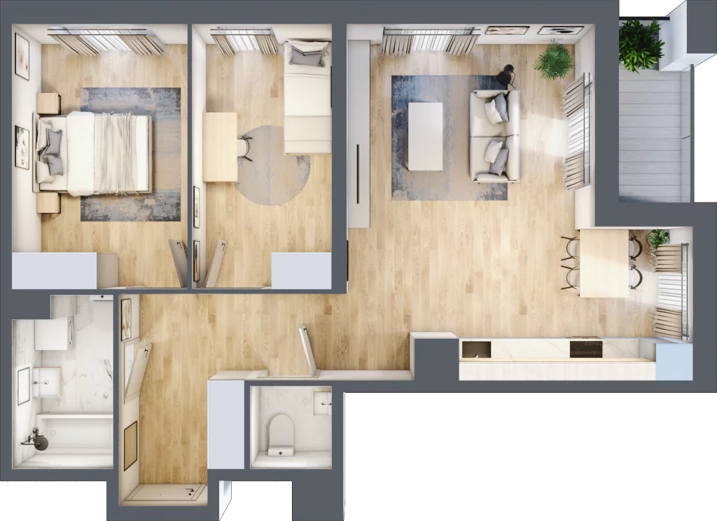 3 pokoje, mieszkanie 64,70 m², piętro 2, oferta nr B12-K2-2-2, Żerniki Na Novo III, Wrocław, Żerniki, ul. Maxa Berga