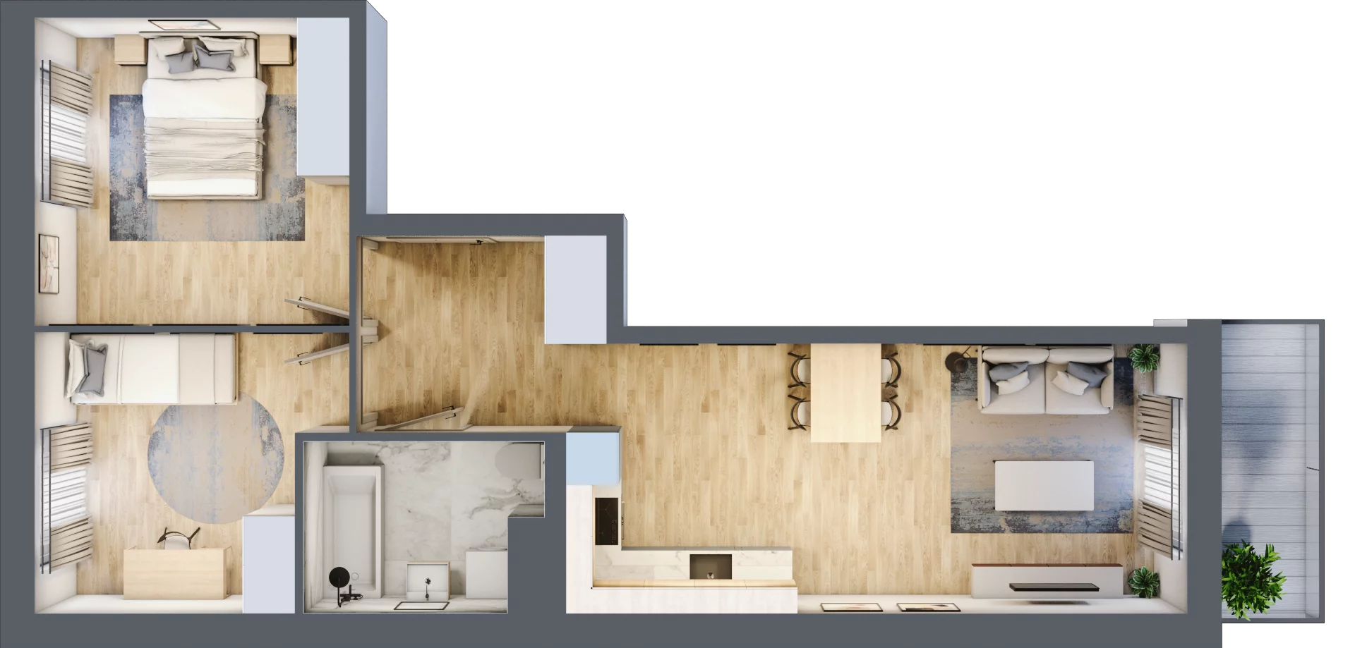 3 pokoje, mieszkanie 55,37 m², piętro 2, oferta nr B12-K1-2-4, Żerniki Na Novo III, Wrocław, Żerniki, ul. Maxa Berga