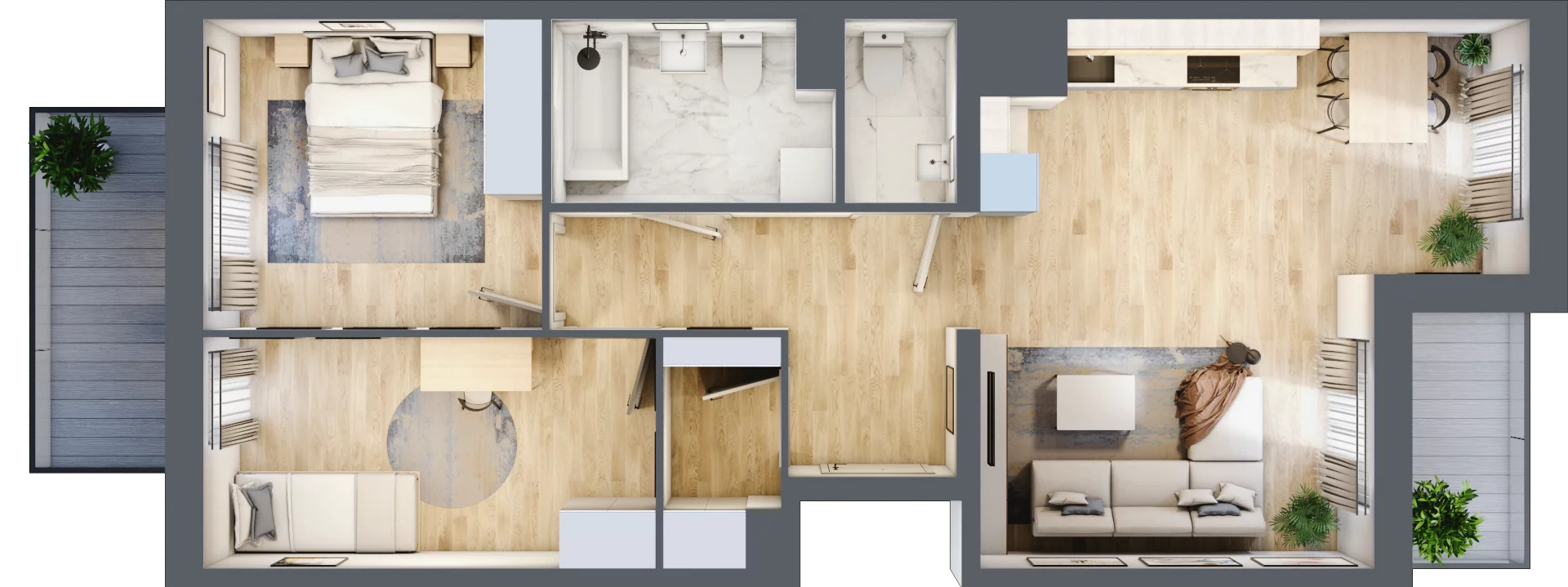 3 pokoje, mieszkanie 66,64 m², piętro 1, oferta nr B12-K3-1-1, Żerniki Na Novo III, Wrocław, Żerniki, ul. Maxa Berga