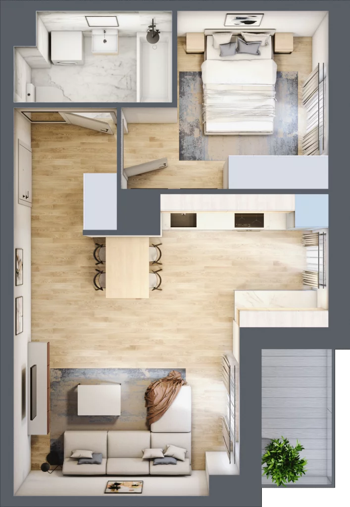 2 pokoje, mieszkanie 42,19 m², piętro 2, oferta nr B12-K2-2-3, Żerniki Na Novo III, Wrocław, Żerniki, ul. Maxa Berga