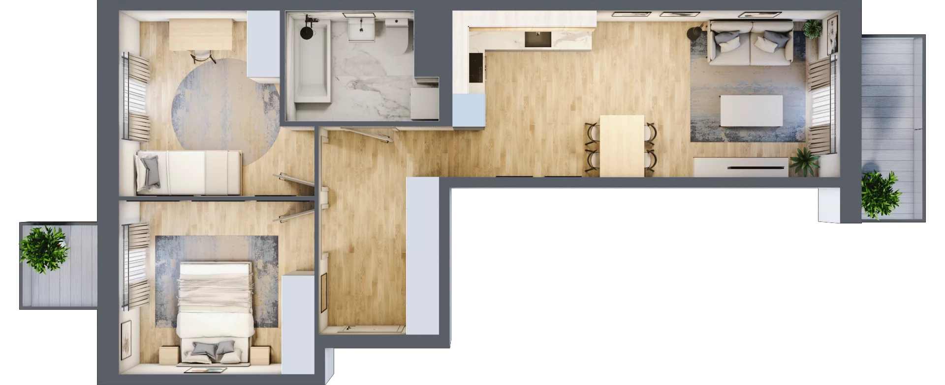 3 pokoje, mieszkanie 57,04 m², piętro 1, oferta nr B12-K1-1-1, Żerniki Na Novo III, Wrocław, Żerniki, ul. Maxa Berga