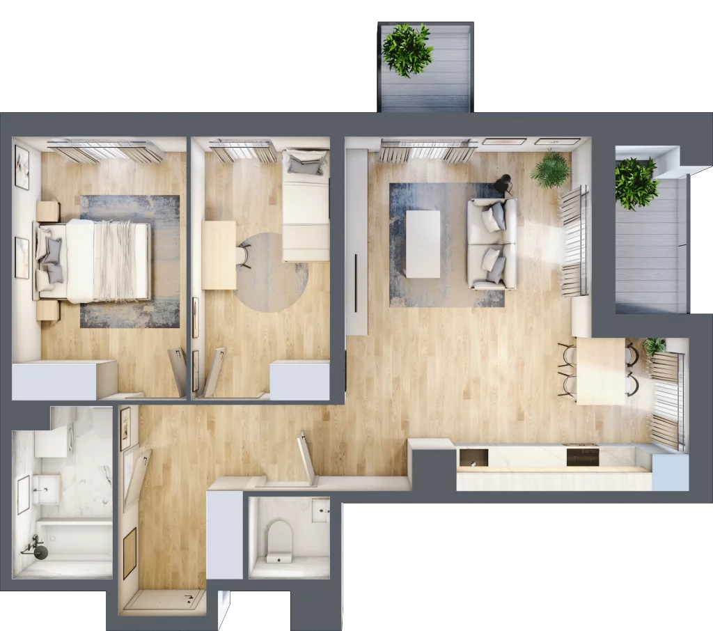 3 pokoje, mieszkanie 64,71 m², piętro 1, oferta nr B12-K2-1-2, Żerniki Na Novo III, Wrocław, Żerniki, ul. Maxa Berga