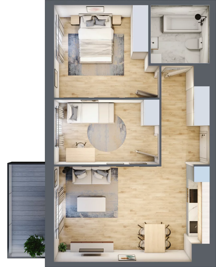3 pokoje, mieszkanie 57,21 m², piętro 4, oferta nr B12-K3-4-4, Żerniki Na Novo III, Wrocław, Żerniki, ul. Maxa Berga