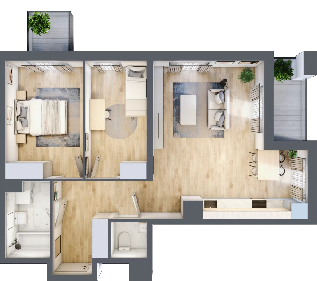 3 pokoje, mieszkanie 65,71 m², piętro 3, oferta nr B12-K2-3-2, Żerniki Na Novo III, Wrocław, Żerniki, ul. Maxa Berga