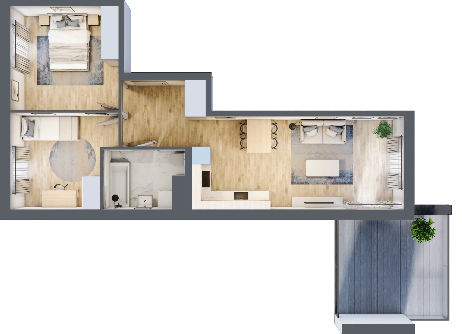 3 pokoje, mieszkanie 56,66 m², piętro 4, oferta nr B12-K1-4-4, Żerniki Na Novo III, Wrocław, Żerniki, ul. Maxa Berga