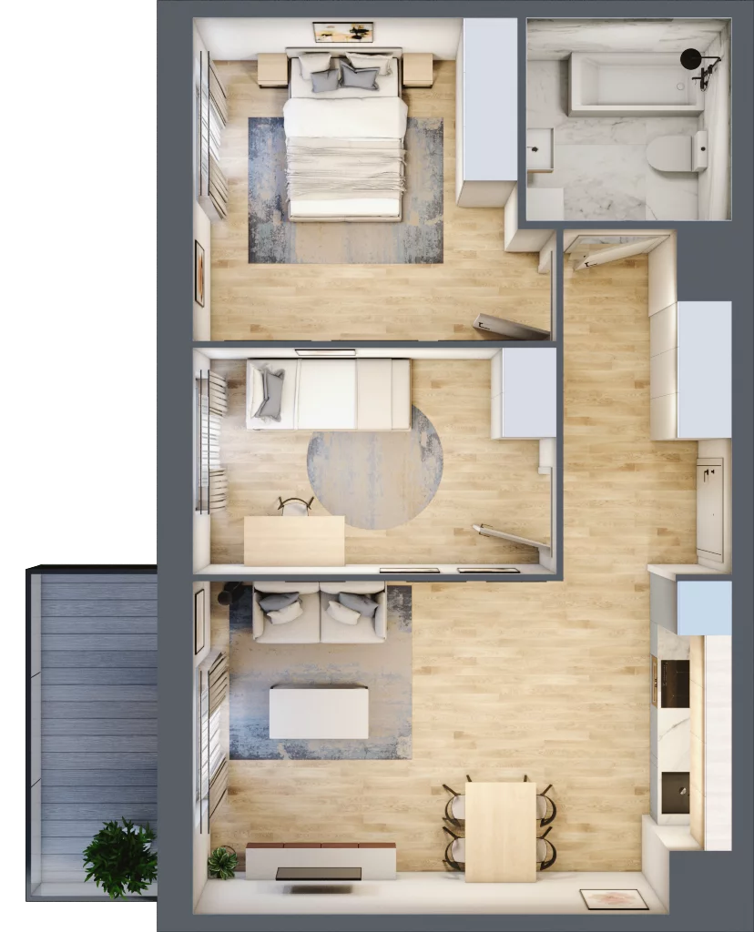 3 pokoje, mieszkanie 56,63 m², piętro 2, oferta nr B12-K3-2-4, Żerniki Na Novo III, Wrocław, Żerniki, ul. Maxa Berga