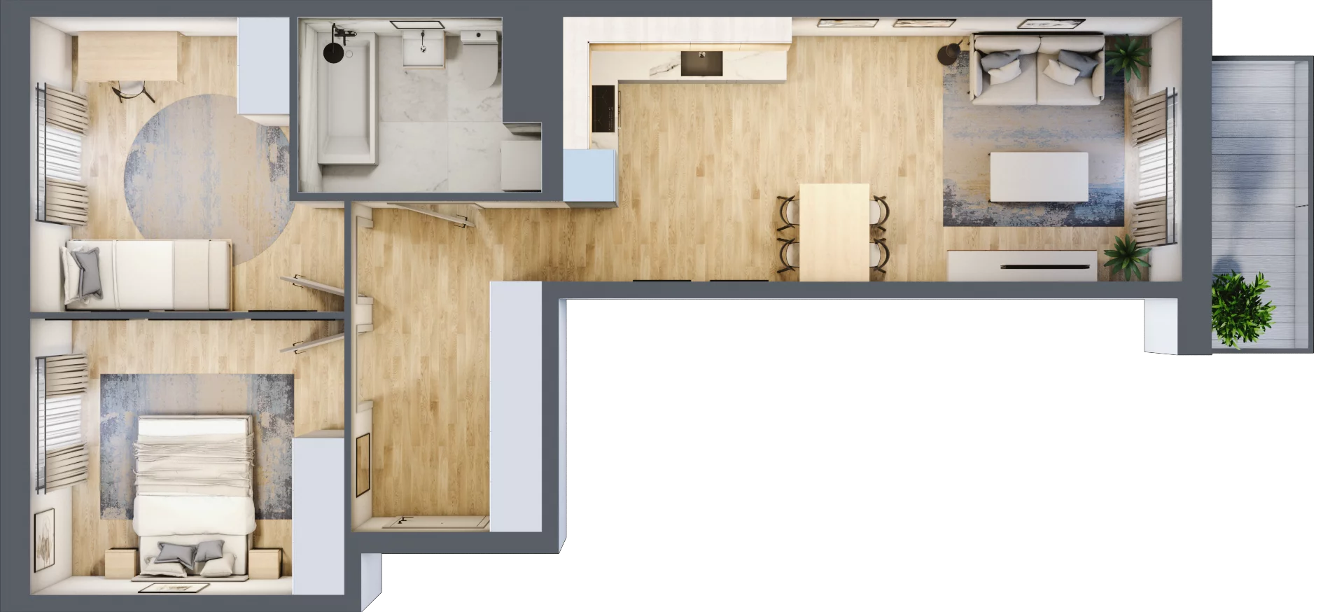 3 pokoje, mieszkanie 57,65 m², piętro 3, oferta nr B12-K1-3-1, Żerniki Na Novo III, Wrocław, Żerniki, ul. Maxa Berga