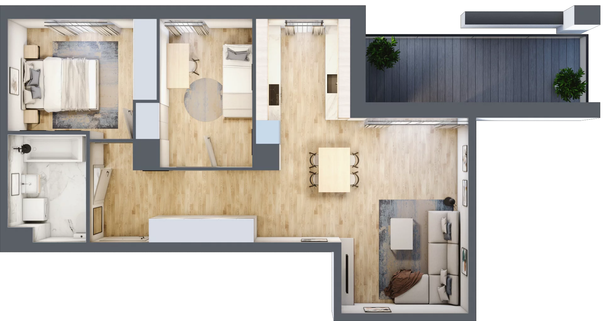 3 pokoje, mieszkanie 62,64 m², piętro 4, oferta nr B12-K2-4-3, Żerniki Na Novo III, Wrocław, Żerniki, ul. Maxa Berga
