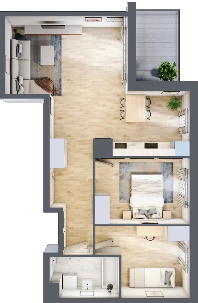 3 pokoje, mieszkanie 60,19 m², piętro 4, oferta nr B12-K3-4-2, Żerniki Na Novo III, Wrocław, Żerniki, ul. Maxa Berga