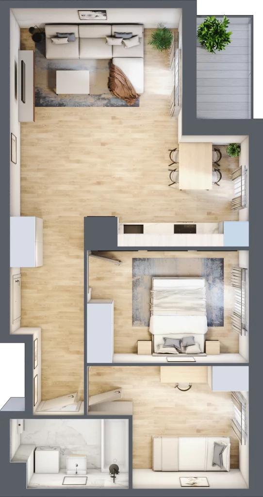 3 pokoje, mieszkanie 57,29 m², piętro 3, oferta nr B12-K3-3-2, Żerniki Na Novo III, Wrocław, Żerniki, ul. Maxa Berga