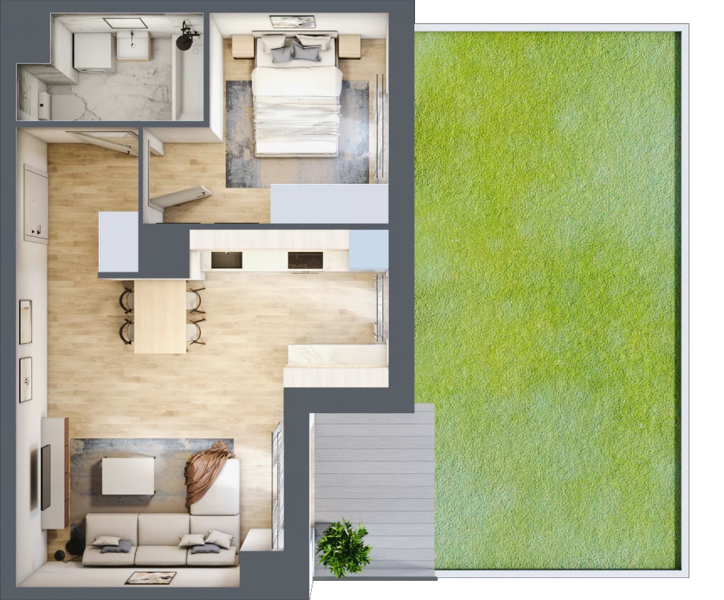 2 pokoje, mieszkanie 41,90 m², parter, oferta nr B12-K2-0-3, Żerniki Na Novo III, Wrocław, Żerniki, ul. Maxa Berga