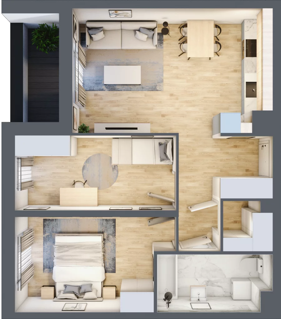 3 pokoje, mieszkanie 58,76 m², piętro 1, oferta nr B9-K2-1-2, Żerniki Na Novo III, Wrocław, Żerniki, ul. Maxa Berga