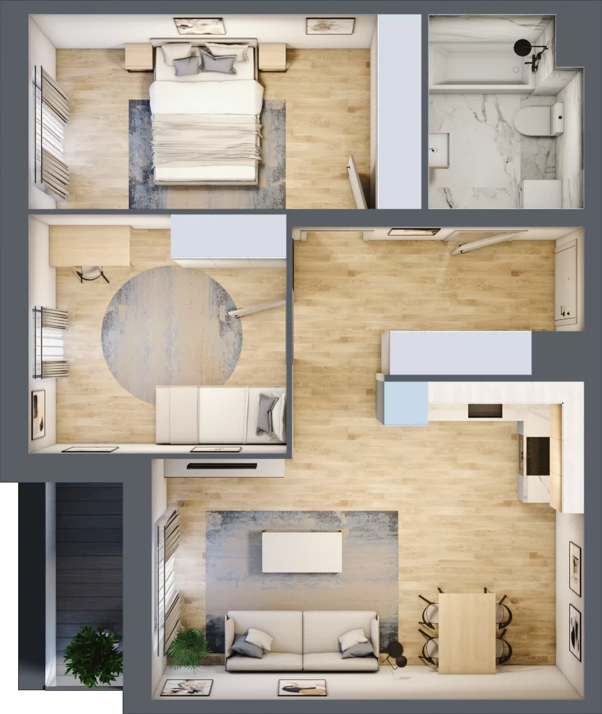 3 pokoje, mieszkanie 62,71 m², piętro 1, oferta nr B9-K1-1-5, Żerniki Na Novo III, Wrocław, Żerniki, ul. Maxa Berga