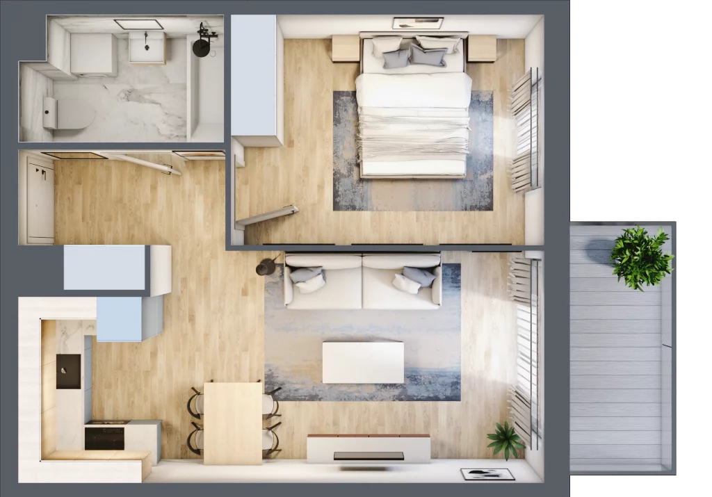 2 pokoje, mieszkanie 42,34 m², piętro 4, oferta nr B9-K1-4-9, Żerniki Na Novo III, Wrocław, Żerniki, ul. Maxa Berga