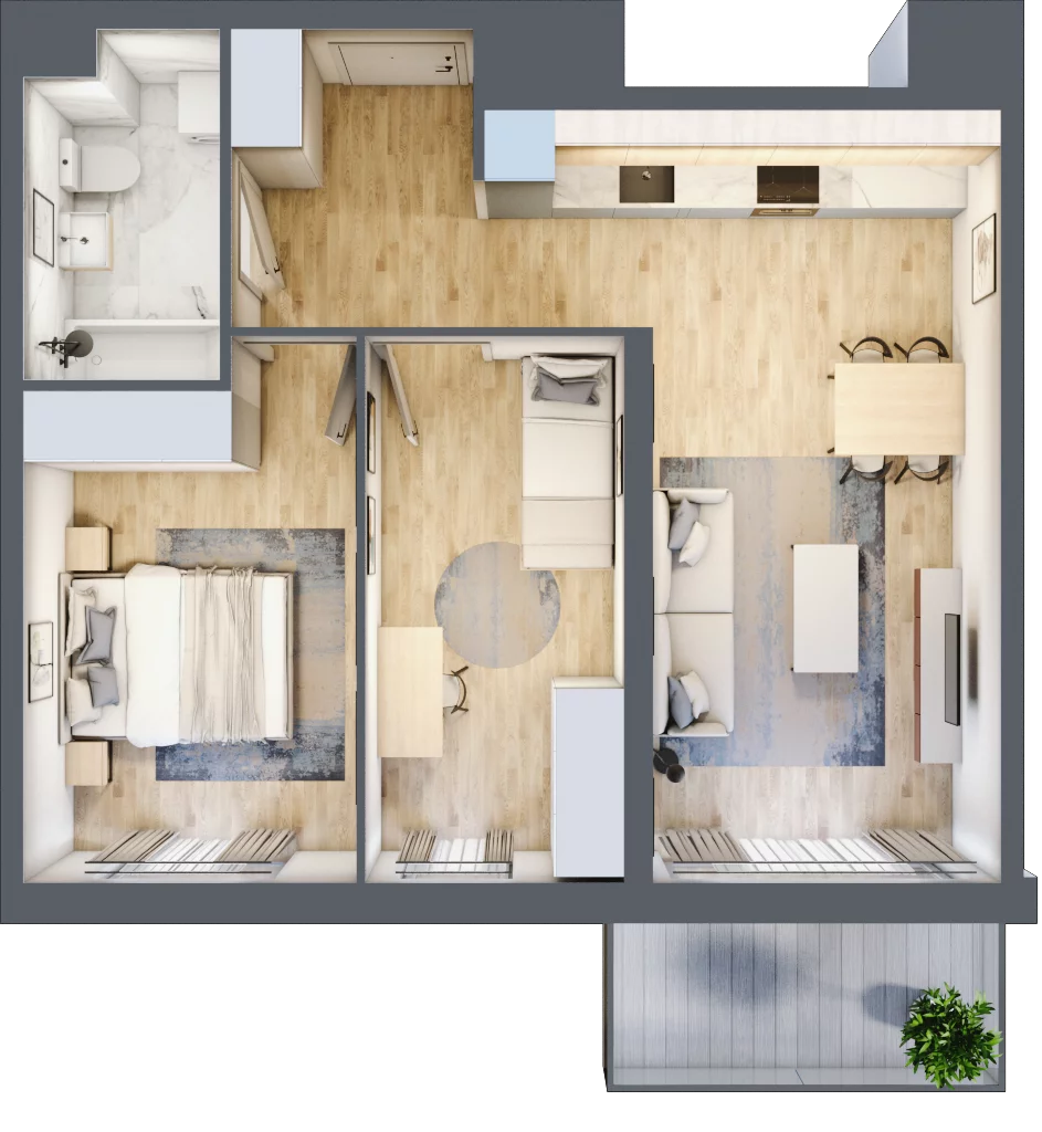 3 pokoje, mieszkanie 54,73 m², piętro 4, oferta nr B9-K5-4-2, Żerniki Na Novo III, Wrocław, Żerniki, ul. Maxa Berga