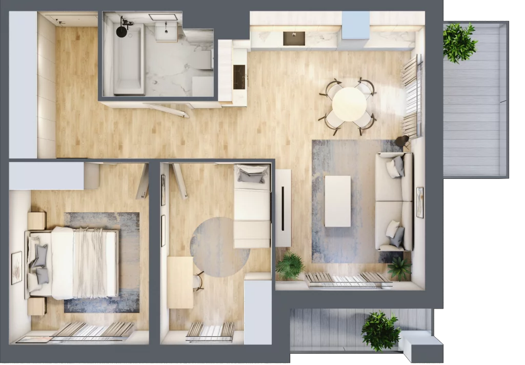 3 pokoje, mieszkanie 57,87 m², piętro 2, oferta nr B9-K5-2-3, Żerniki Na Novo III, Wrocław, Żerniki, ul. Maxa Berga