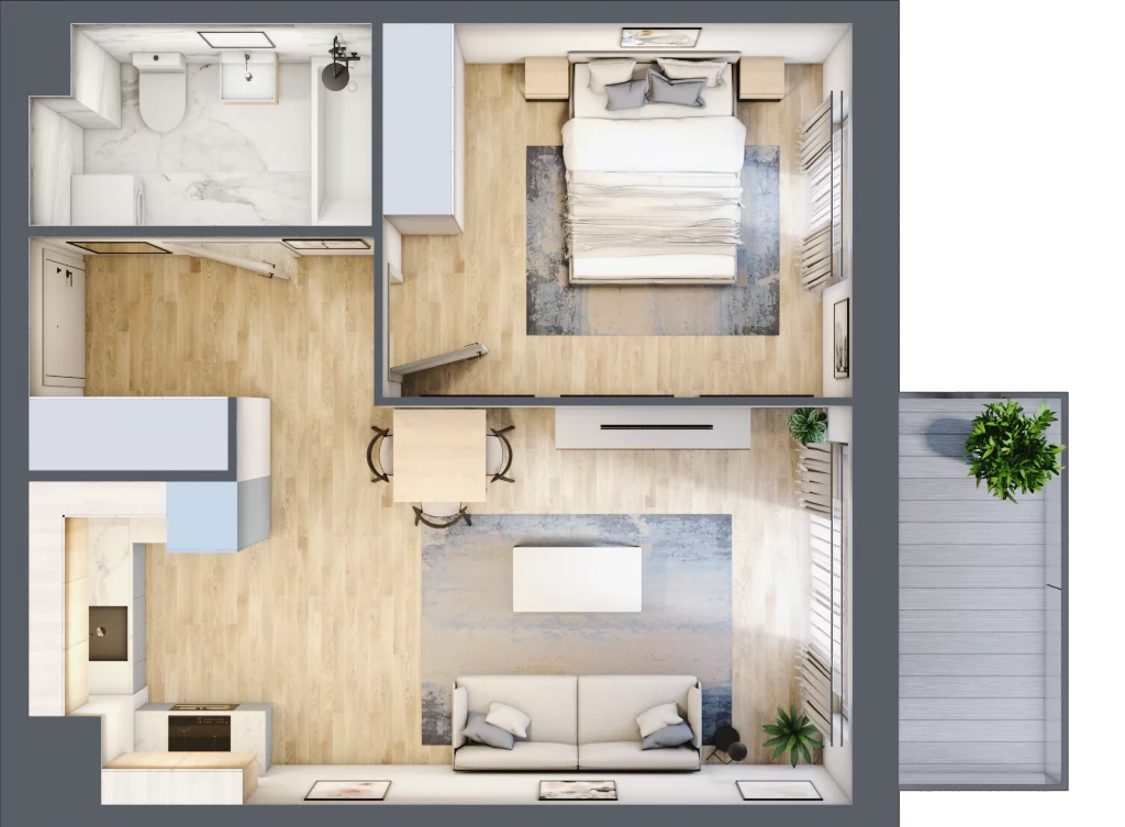 2 pokoje, mieszkanie 44,35 m², piętro 1, oferta nr B9-K1-1-4, Żerniki Na Novo III, Wrocław, Żerniki, ul. Maxa Berga