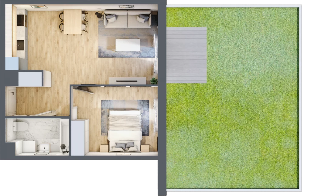 2 pokoje, mieszkanie 46,83 m², parter, oferta nr B9-K1-0-3, Żerniki Na Novo III, Wrocław, Żerniki, ul. Maxa Berga