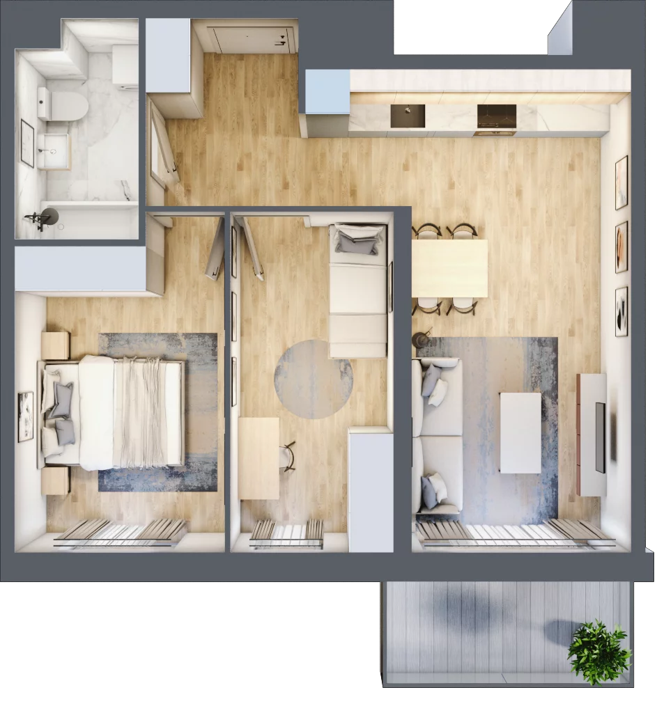 3 pokoje, mieszkanie 54,49 m², piętro 2, oferta nr B9-K5-2-2, Żerniki Na Novo III, Wrocław, Żerniki, ul. Maxa Berga