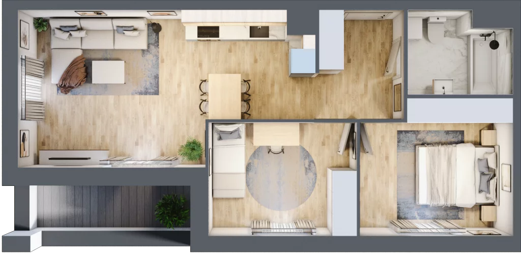3 pokoje, mieszkanie 57,54 m², piętro 1, oferta nr B9-K1-1-1, Żerniki Na Novo III, Wrocław, Żerniki, ul. Maxa Berga