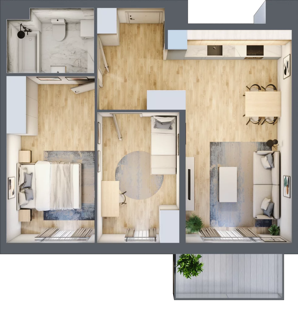 3 pokoje, mieszkanie 59,18 m², piętro 4, oferta nr B9-K3-4-2, Żerniki Na Novo III, Wrocław, Żerniki, ul. Maxa Berga