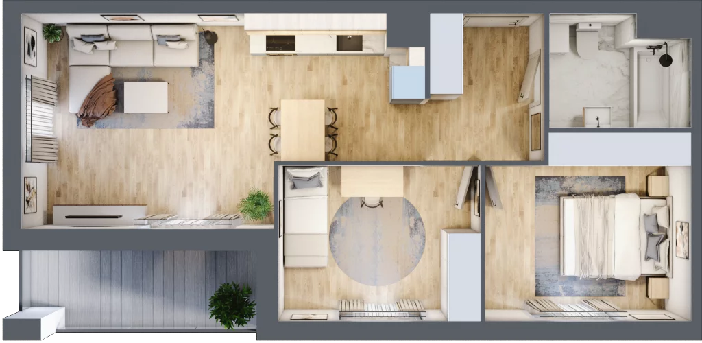 3 pokoje, mieszkanie 58,59 m², piętro 3, oferta nr B9-K1-3-1, Żerniki Na Novo III, Wrocław, Żerniki, ul. Maxa Berga