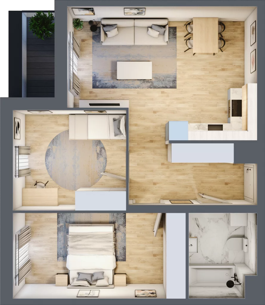 3 pokoje, mieszkanie 60,97 m², piętro 1, oferta nr B9-K1-1-6, Żerniki Na Novo III, Wrocław, Żerniki, ul. Maxa Berga