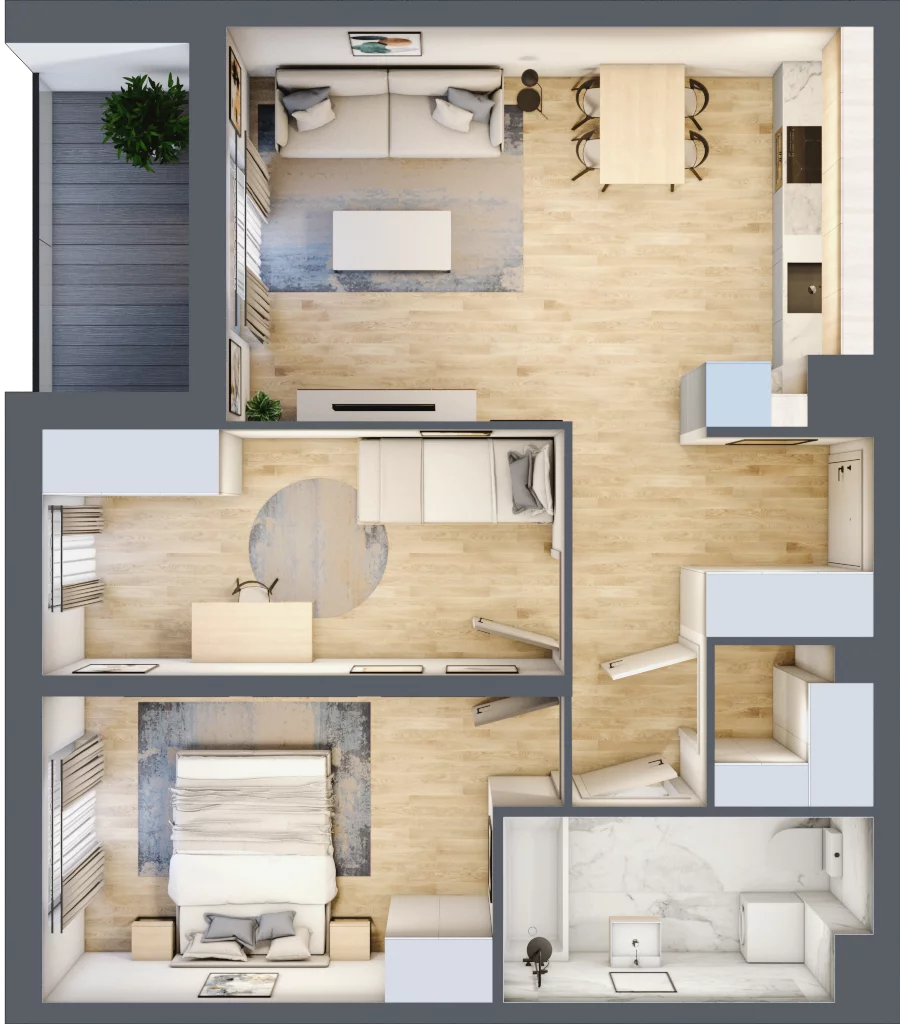 3 pokoje, mieszkanie 59,38 m², piętro 4, oferta nr B9-K2-4-2, Żerniki Na Novo III, Wrocław, Żerniki, ul. Maxa Berga