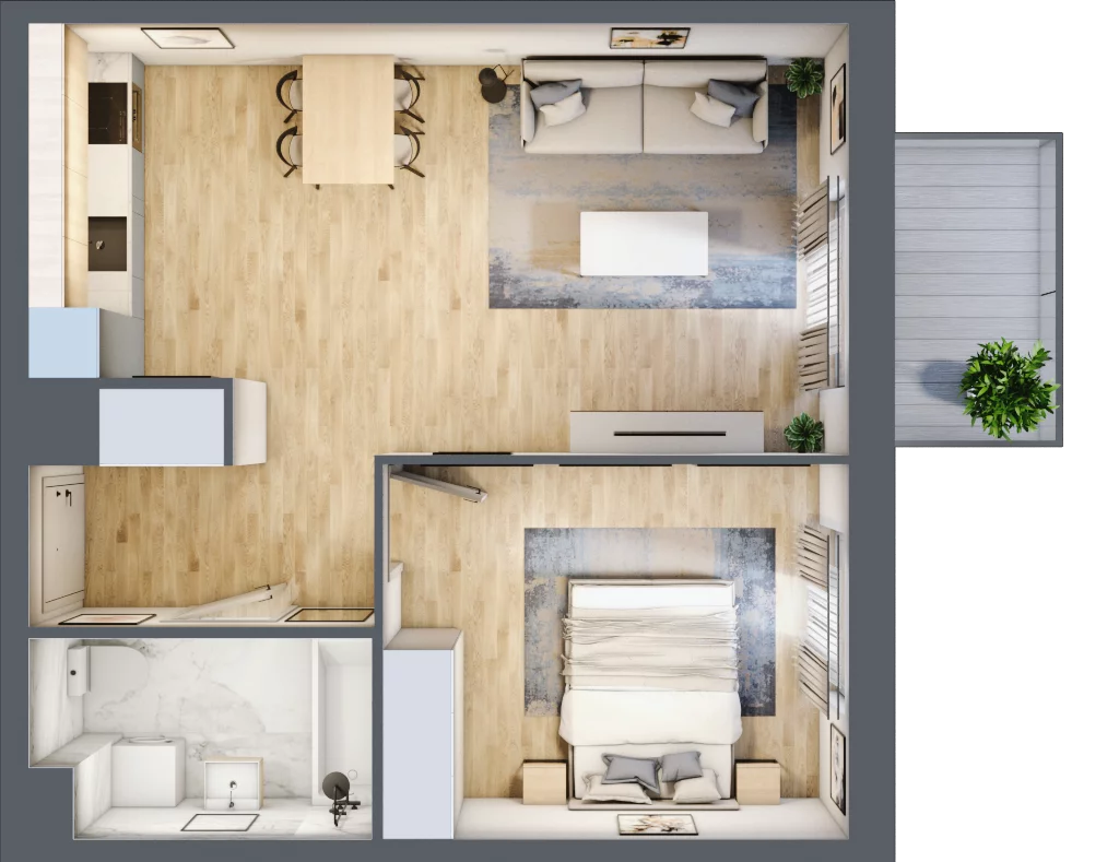2 pokoje, mieszkanie 46,86 m², piętro 2, oferta nr B9-K1-2-7, Żerniki Na Novo III, Wrocław, Żerniki, ul. Maxa Berga