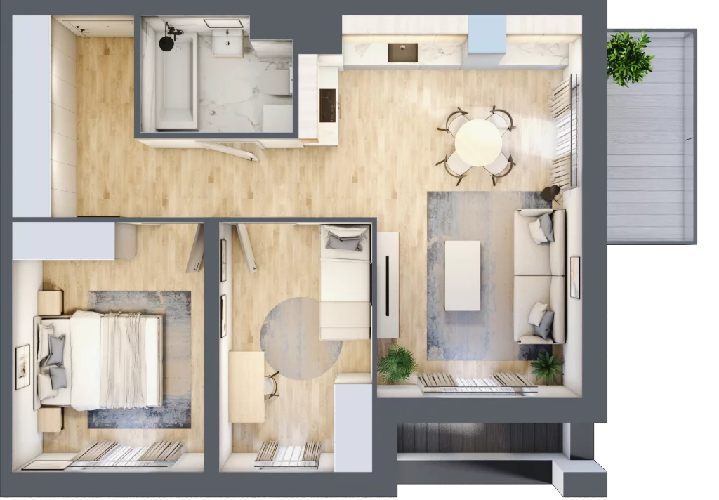 3 pokoje, mieszkanie 57,87 m², piętro 1, oferta nr B9-K5-1-3, Żerniki Na Novo III, Wrocław, Żerniki, ul. Maxa Berga