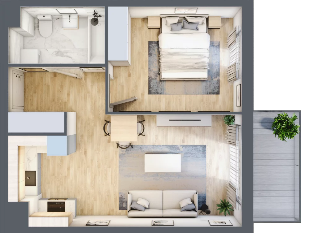 2 pokoje, mieszkanie 44,74 m², piętro 4, oferta nr B9-K1-4-4, Żerniki Na Novo III, Wrocław, Żerniki, ul. Maxa Berga