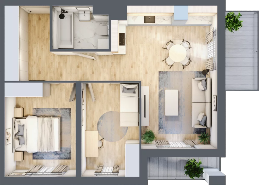 3 pokoje, mieszkanie 58,82 m², piętro 3, oferta nr B9-K5-3-3, Żerniki Na Novo III, Wrocław, Żerniki, ul. Maxa Berga