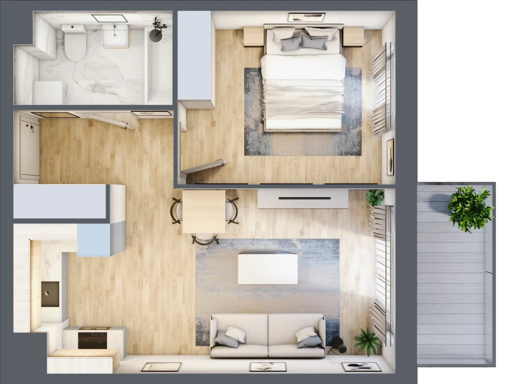 2 pokoje, mieszkanie 44,35 m², piętro 2, oferta nr B9-K1-2-4, Żerniki Na Novo III, Wrocław, Żerniki, ul. Maxa Berga