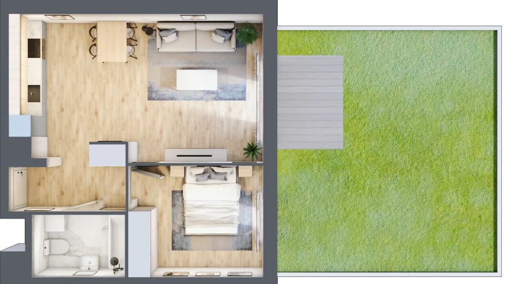 2 pokoje, mieszkanie 47,95 m², parter, oferta nr B9-K1-0-2, Żerniki Na Novo III, Wrocław, Żerniki, ul. Maxa Berga