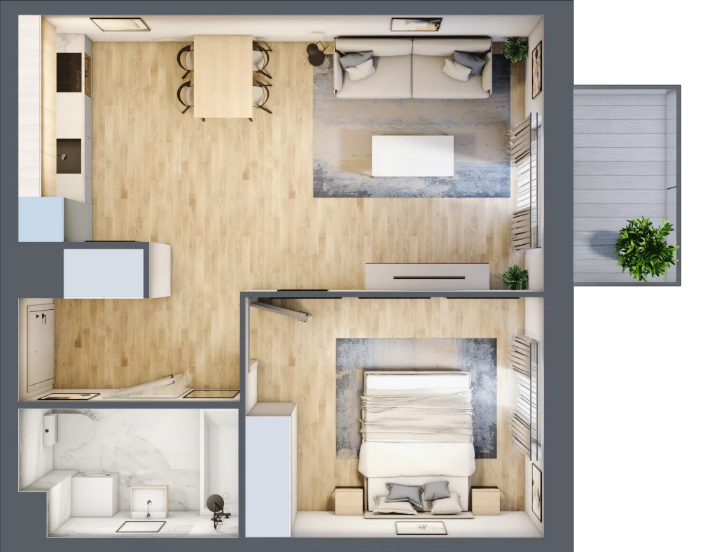 2 pokoje, mieszkanie 46,86 m², piętro 1, oferta nr B9-K1-1-7, Żerniki Na Novo III, Wrocław, Żerniki, ul. Maxa Berga
