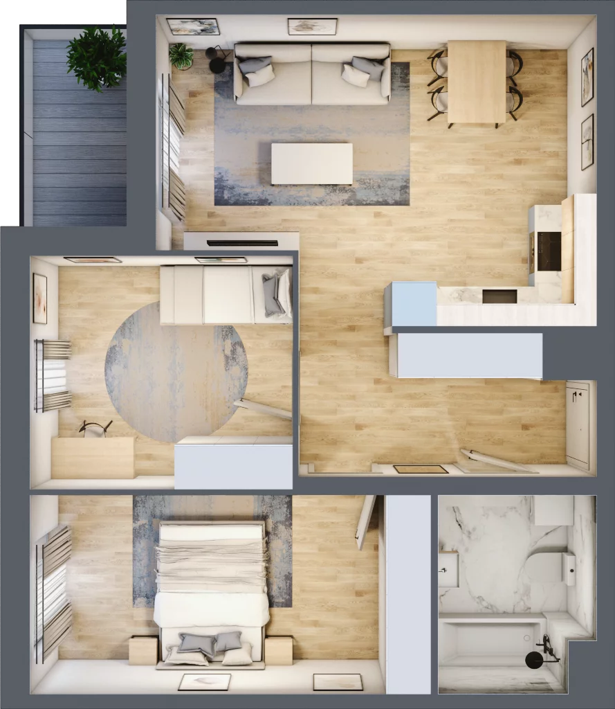 3 pokoje, mieszkanie 60,97 m², piętro 2, oferta nr B9-K1-2-6, Żerniki Na Novo III, Wrocław, Żerniki, ul. Maxa Berga