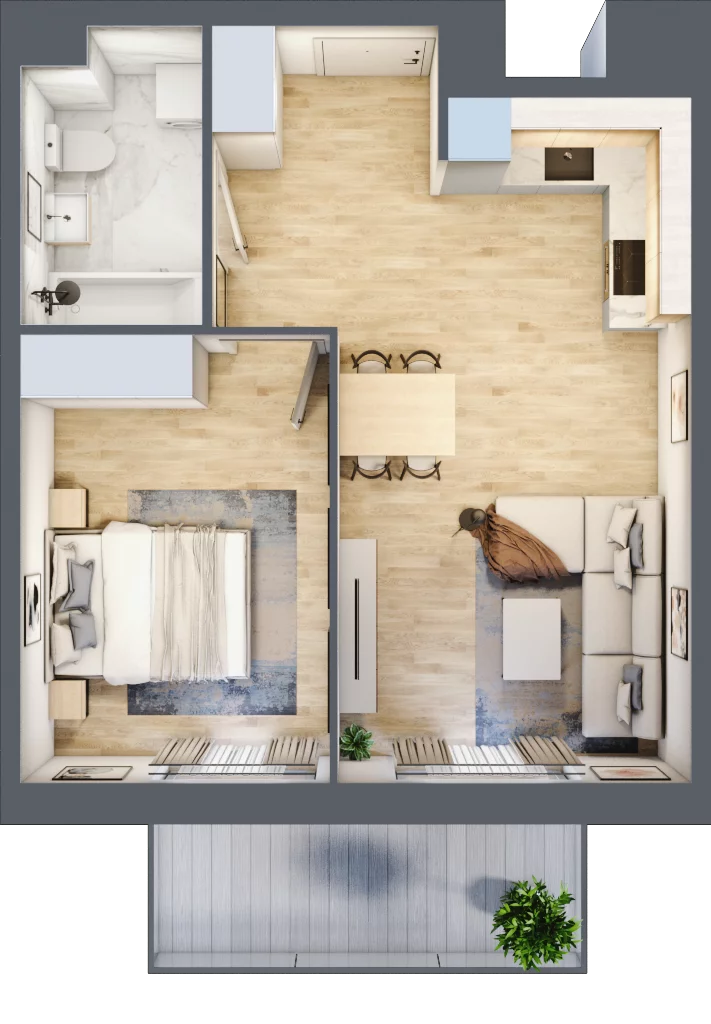 2 pokoje, mieszkanie 43,15 m², piętro 1, oferta nr B9-K4-1-2, Żerniki Na Novo III, Wrocław, Żerniki, ul. Maxa Berga