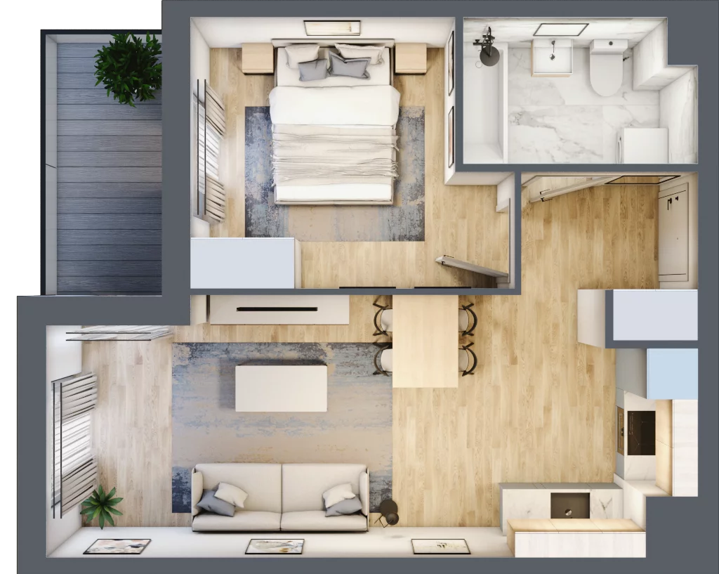 2 pokoje, mieszkanie 40,78 m², piętro 4, oferta nr B9-K1-4-3, Żerniki Na Novo III, Wrocław, Żerniki, ul. Maxa Berga