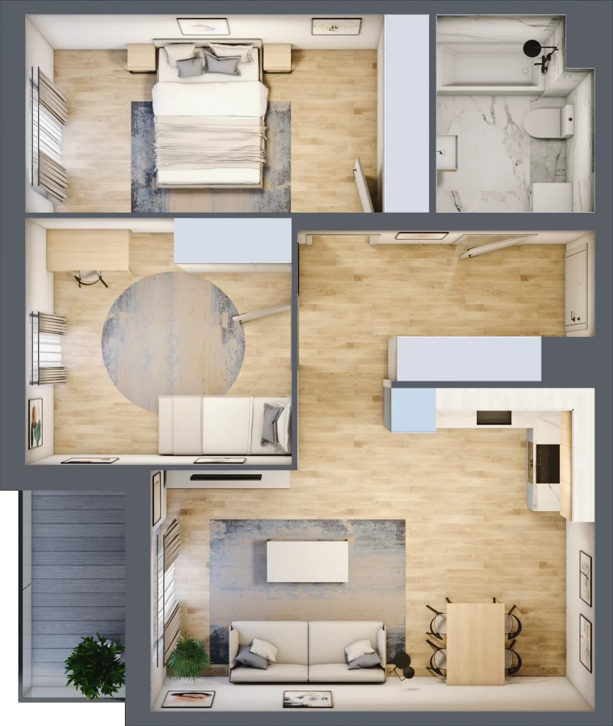 3 pokoje, mieszkanie 63,37 m², piętro 3, oferta nr B9-K1-3-5, Żerniki Na Novo III, Wrocław, Żerniki, ul. Maxa Berga