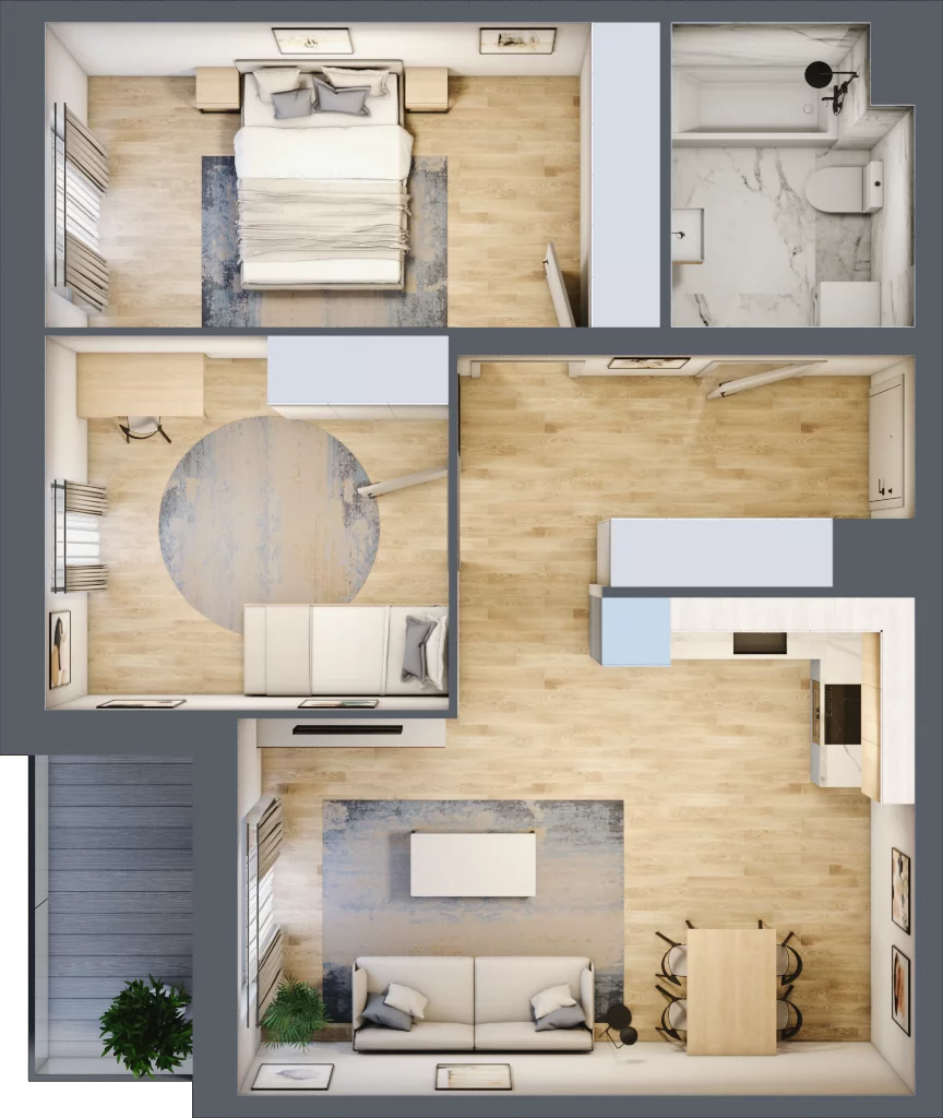 3 pokoje, mieszkanie 62,71 m², piętro 2, oferta nr B9-K1-2-5, Żerniki Na Novo III, Wrocław, Żerniki, ul. Maxa Berga