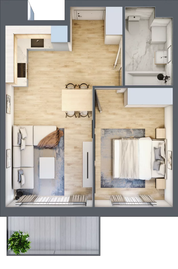 2 pokoje, mieszkanie 41,33 m², piętro 4, oferta nr B9-K4-4-3, Żerniki Na Novo III, Wrocław, Żerniki, ul. Maxa Berga