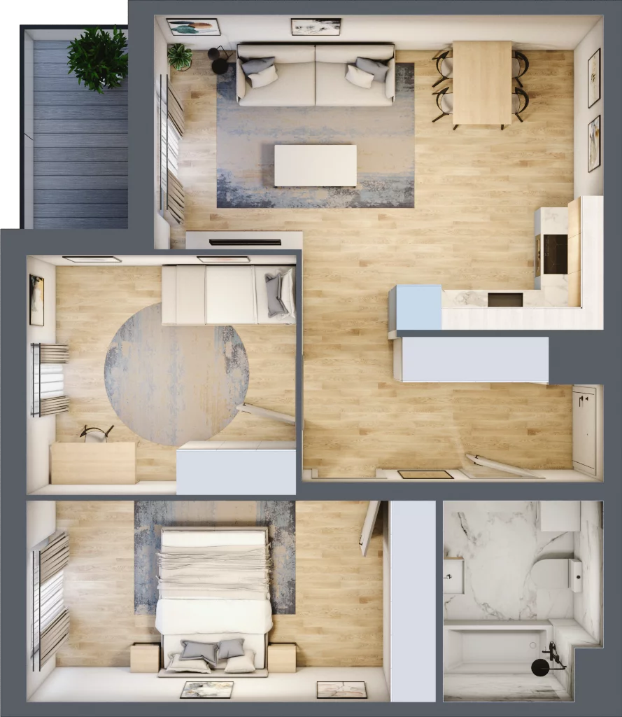 3 pokoje, mieszkanie 61,59 m², piętro 4, oferta nr B9-K1-4-6, Żerniki Na Novo III, Wrocław, Żerniki, ul. Maxa Berga